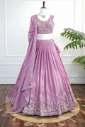 Lavender Mirror Embroidered Lehenga