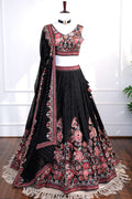 Black Floral Embroidered Lehenga Set